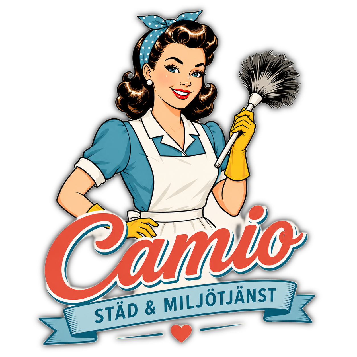 Camio maskot – professionell städerska med dammduster